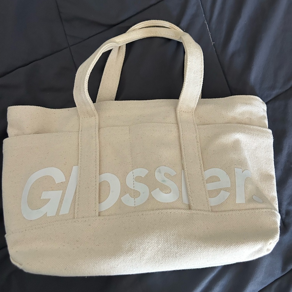 Glossier Beige Canvas mini Tote with Logo